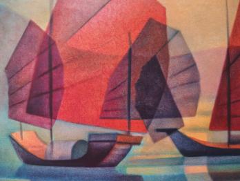Louis TOFFOLI - Voiles au matin, Lithographie originale signée 2