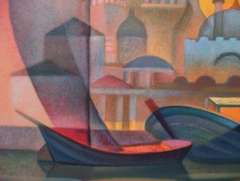 Louis TOFFOLI - Coucher de soleil sur Istanbul, Lithographie originale signée 2