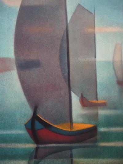 Louis TOFFOLI - Voiles au matin, Lithographie originale signée 2
