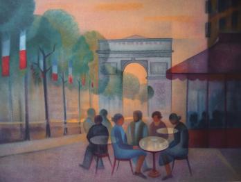 Louis TOFFOLI - Les Champs Elysées, Lithographie originale signée 2