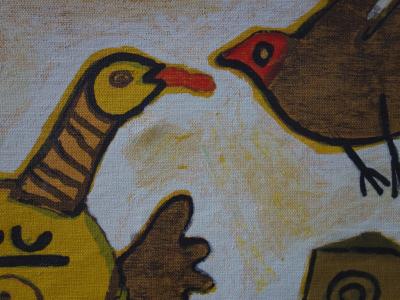 Guillaume CORNEILLE - Les oiseaux, Mère et Fils - Sérigraphie sur toile signée - 10 ex 2