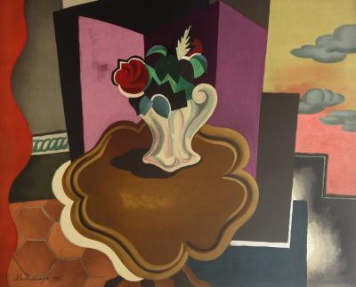 Roger de la FRESNAYE : Bouquet de roses cubiste, Lithographie signée 2