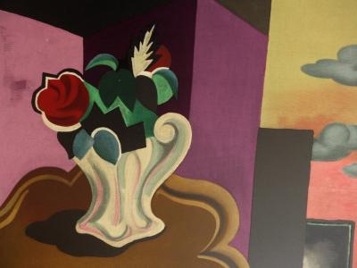 Roger de la FRESNAYE : Bouquet de roses cubiste, Lithographie signée 2
