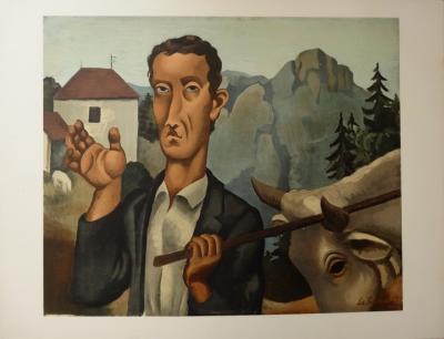 Roger de la FRESNAYE - Homme au bœuf, Lithographie signée 2