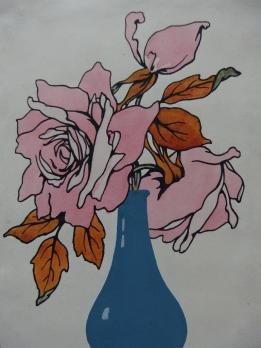 ART DECO - La France (bouquet de roses), Aquarelle originale (c.1920/30) 2