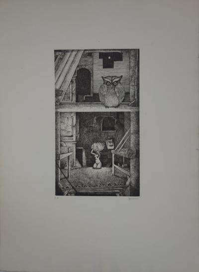 Philippe MOHLITZ - Sous les toits, c. 1975, Gravure originale signée 2