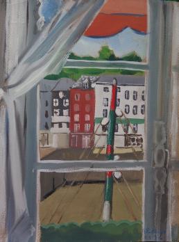 Gilbert POILLERAT - Vue sur la ville, Gouache originale signée 2