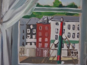 Gilbert POILLERAT - Vue sur la ville, Gouache originale signée 2