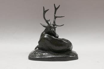 Antoine Louis BARYE (1796-1875) - Cerf à la toilette, bronze signé 2