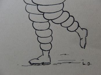 Dessin Publicité MICHELIN années 1920, Bibendum muscle 2