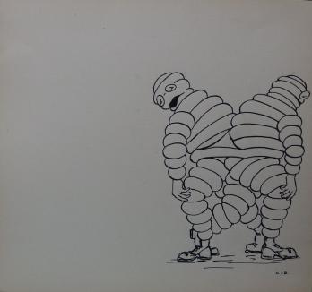 Dessin Publicité MICHELIN années 1920, Bibendum jumeau 2