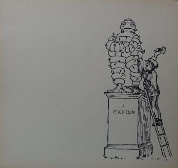 Dessin Publicité MICHELIN années 1920, Bibendum sculpture 2