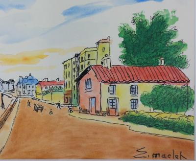 Elisée MACLET - Bord de Seine à Ivry, Aquarelle originale Signée 2