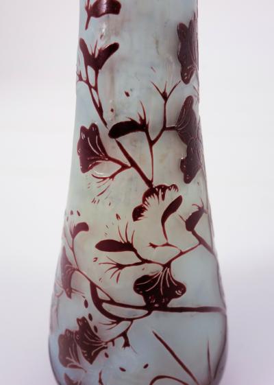 Émile GALLE - Vase en pate de verre à décor de fougères, signé, 14cm - Nancy 2
