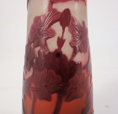 Émile GALLE - Vase en pate de verre à décor de violettes, signé, 21cm - Nancy 2