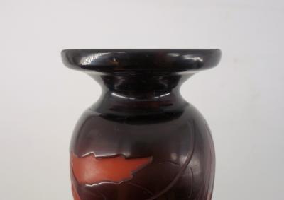 Émile GALLE - Vase en pate de verre à décor de violettes, signé, 21cm - Nancy 2