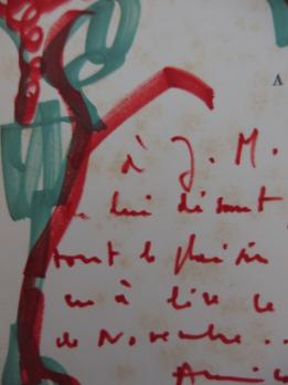 Jean-Michel ATLAN - Forme verte et rouge, Dessin original signé 2
