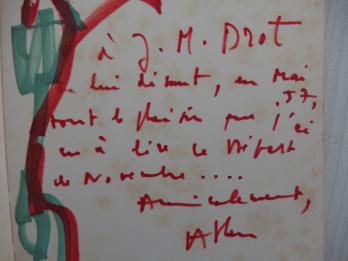 Jean-Michel ATLAN - Forme verte et rouge, Dessin original signé 2