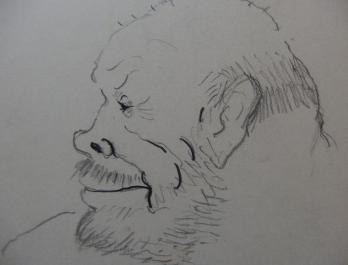 Georges MANZANA-PISSARRO - Tête d’homme de profil, Lot de 2 dessins originaux 2