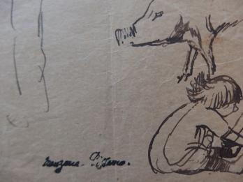 Georges MANZANA-PISSARRO - Les paysans, Dessin original 2