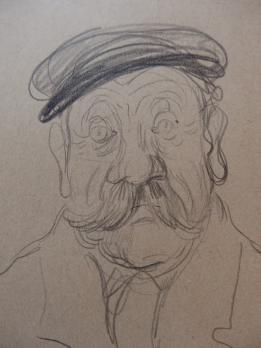 Georges MANZANA-PISSARRO - Portrait de Camille Pissarro, Dessin original 2