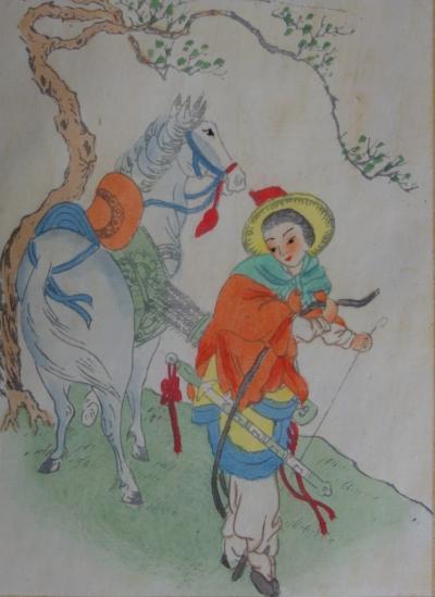 Yu T’ING Shih - Mu-lan, original drawing in watercolour on silk 2