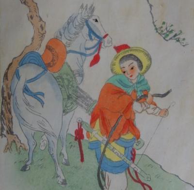 Yu T’ING Shih - Mu-lan, original drawing in watercolour on silk 2