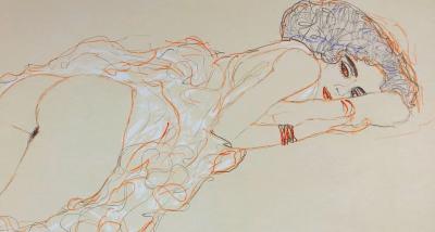 Gustav KLIMT - La fille en robe longue, 1910, Lithographie signée 2