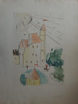 Salvador DALI - Le Château de Vascoeuil, Gravure originale signée 2