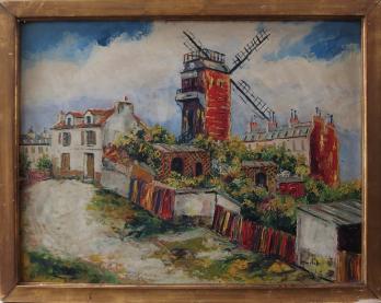 Elisée MACLET - Montmartre : Le Moulin de la Galette, Huile sur panneau signée 2