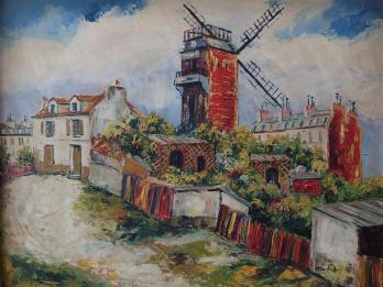 Elisée MACLET - Montmartre : Le Moulin de la Galette, Huile sur panneau signée 2