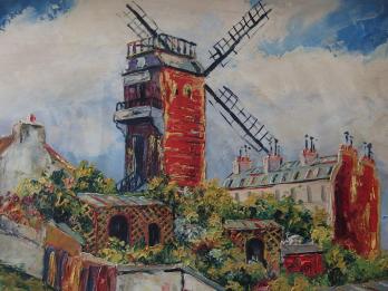 Elisée MACLET - Montmartre : Le Moulin de la Galette, Huile sur panneau signée 2