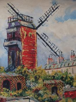 Elisée MACLET - Montmartre : Le Moulin de la Galette, Huile sur panneau signée 2