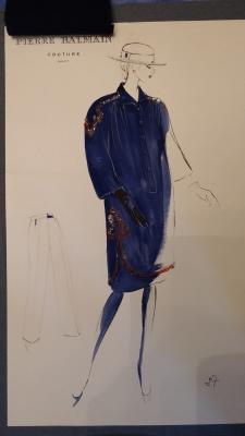 Pierre BALMAIN (1914-1982) - Magnifique dessin original de mode - Haute couture 1980 2