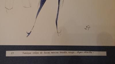 Pierre BALMAIN (1914-1982) - Magnifique dessin original de mode - Haute couture 1980 2