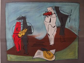 Pablo PICASSO (d’après) - Arlequin et Pierrot, Lithographie 2