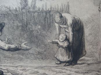 Jean-François MILLET - Les premiers pas, Gravure signée 2