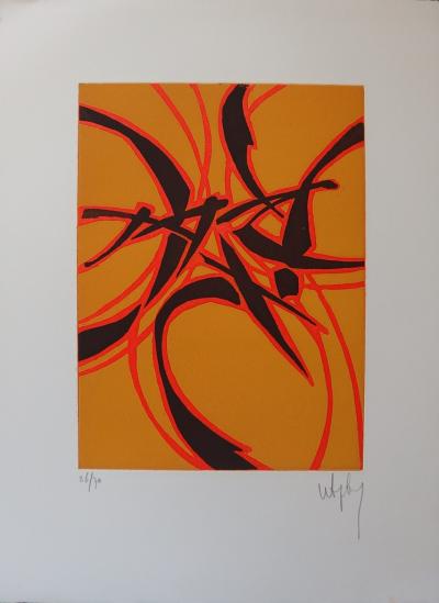 Robert WOGENSKY - Éclairs oranges et noirs - Lithographie originale signée au crayon 2