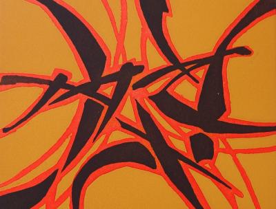 Robert WOGENSKY - Éclairs oranges et noirs - Lithographie originale signée au crayon 2