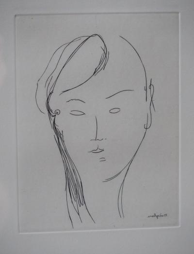 Amadeo MODIGLIANI - Visage de femme, 1920, Gravure orginale signée 2