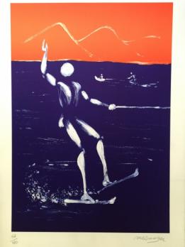 Jérôme MESNAGER - Ski nautique, 2014, Lithographie signée 2