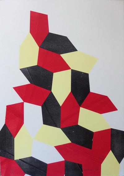 MATIEU : Montagne cubiste géométrique - Lithographie originale signée 2