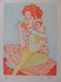 Bona de MANDIARGUES - Mangeuse de raisin, buveur de vin - Lithographie signée 2