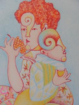 Bona de MANDIARGUES - Mangeuse de raisin, buveur de vin - Lithographie signée 2