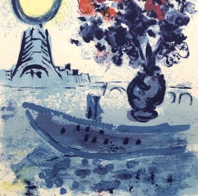 Marc Chagall - Bateau mouche au bouquet - Lithographie sur papier japon 2