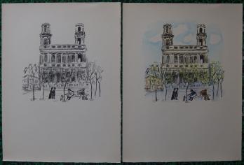 Kees VAN DONGEN - L’église Saint Sulpice à Paris, 2 lithographies originales (1951) 2
