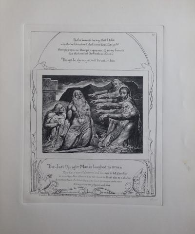 William BLAKE - Gravure N&B - Livre de Job  - Bible #1902 2