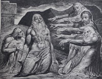 William BLAKE - Gravure N&B - Livre de Job  - Bible #1902 2