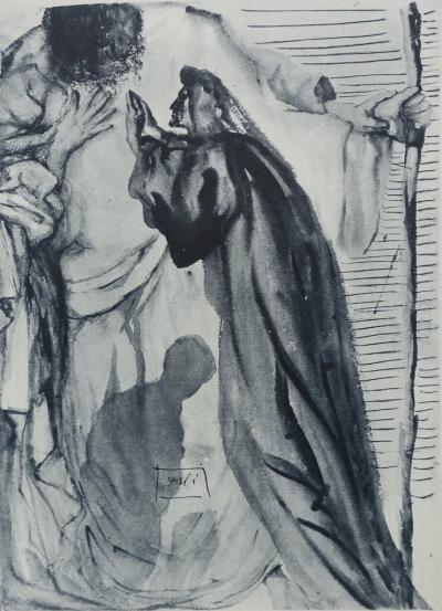 Salvador DALI : PURGATOIRE 14 - Un esprit interroge Dante - Gravure originale signée, 1963 2