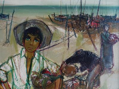 Jean-Baptiste VALADIÉ (1933-) - La jolie femme du Pêcheur, 1960, Huile sur Toile 2